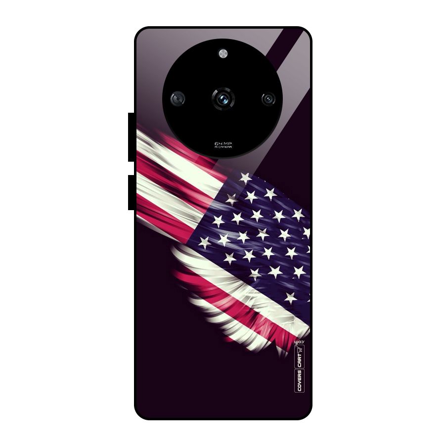 Red And White Stripes Stars Glass Back Case for Realme Narzo 60 5G