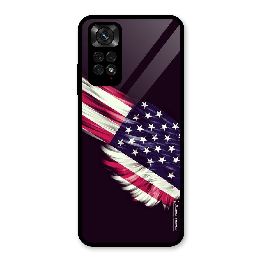Red And White Stripes Stars Glass Back Case for Redmi Note 11S