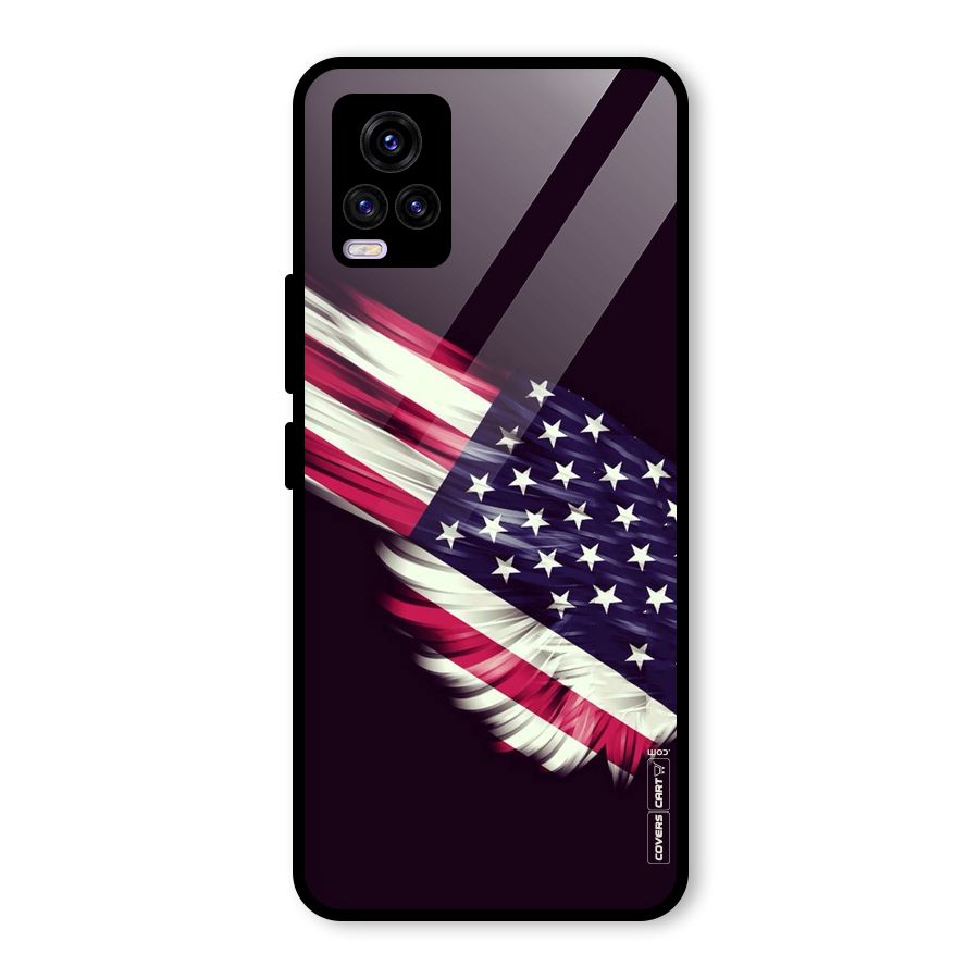 Red And White Stripes Stars Glass Back Case for Vivo V20 2021