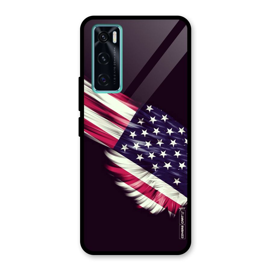 Red And White Stripes Stars Glass Back Case for Vivo V20 SE