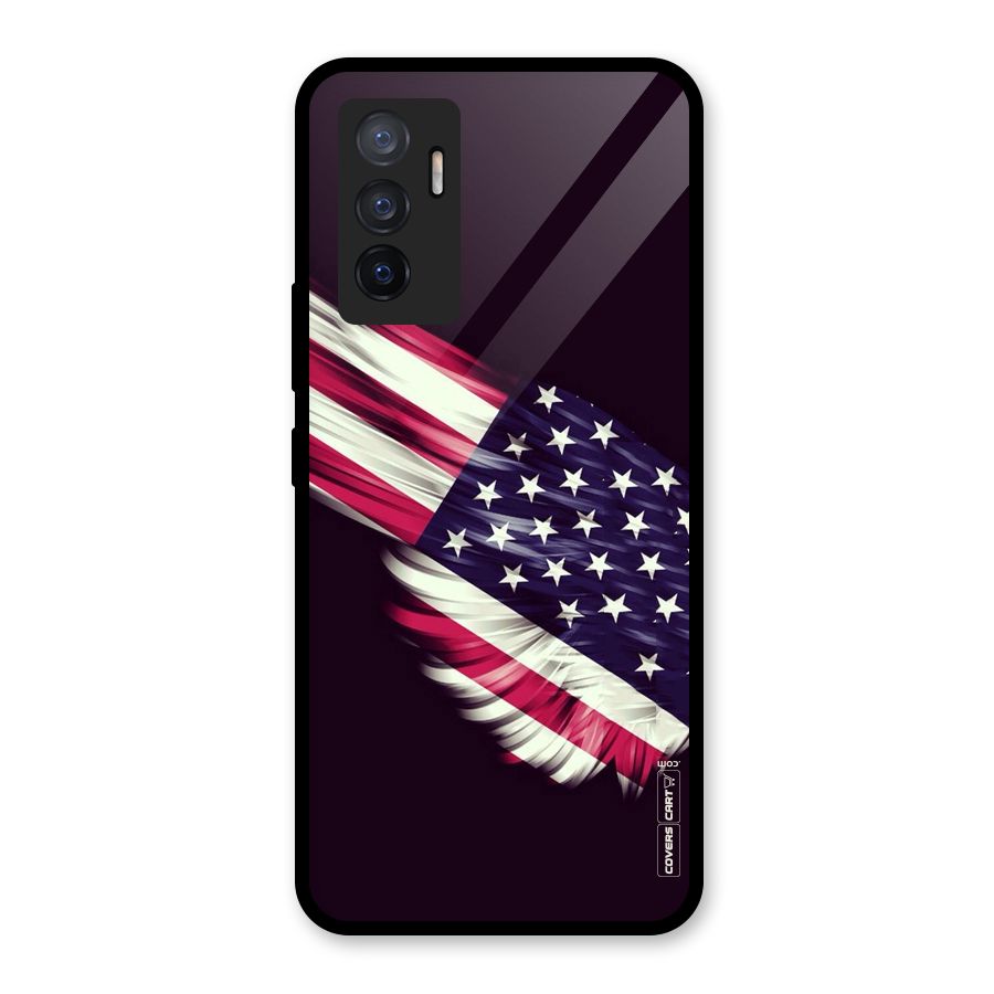 Red And White Stripes Stars Glass Back Case for Vivo V23e