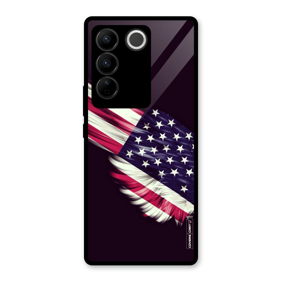 Red And White Stripes Stars Glass Back Case for Vivo V27