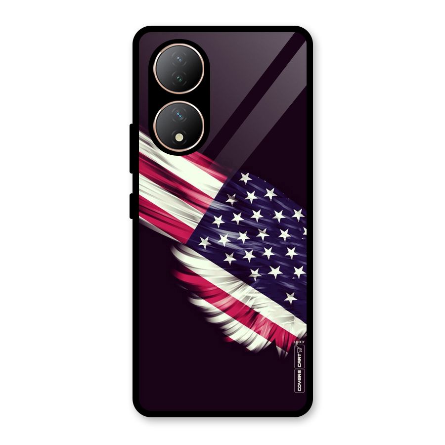 Red And White Stripes Stars Glass Back Case for Vivo Y100A