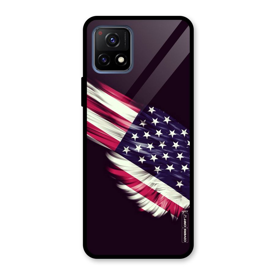 Red And White Stripes Stars Glass Back Case for Vivo Y72 5G