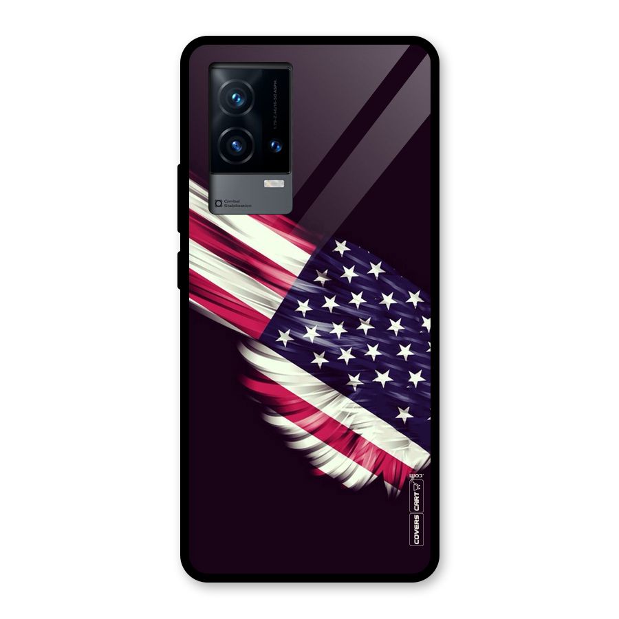 Red And White Stripes Stars Glass Back Case for iQOO 9 5G