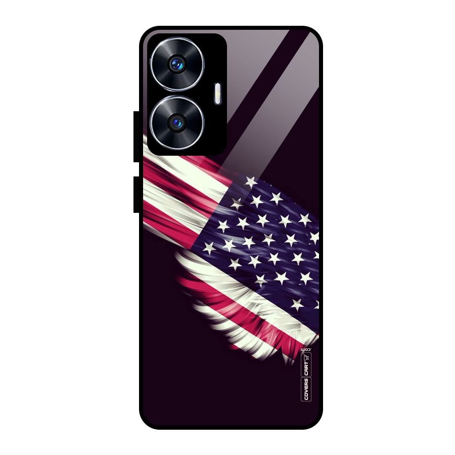 Red And White Stripes Stars Glass Back Case for realme C55