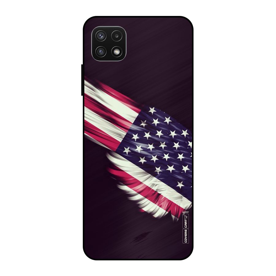 Red And White Stripes Stars Metal Back Case for Galaxy A22 5G