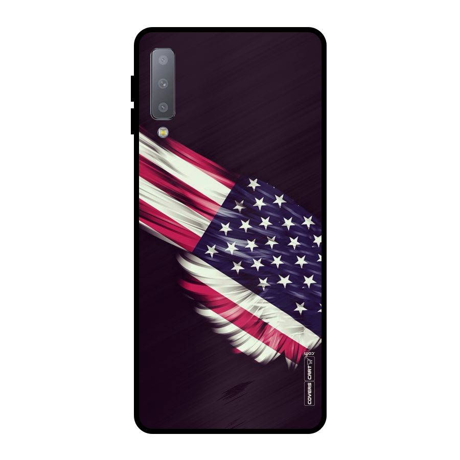 Red And White Stripes Stars Metal Back Case for Galaxy A7 (2018)