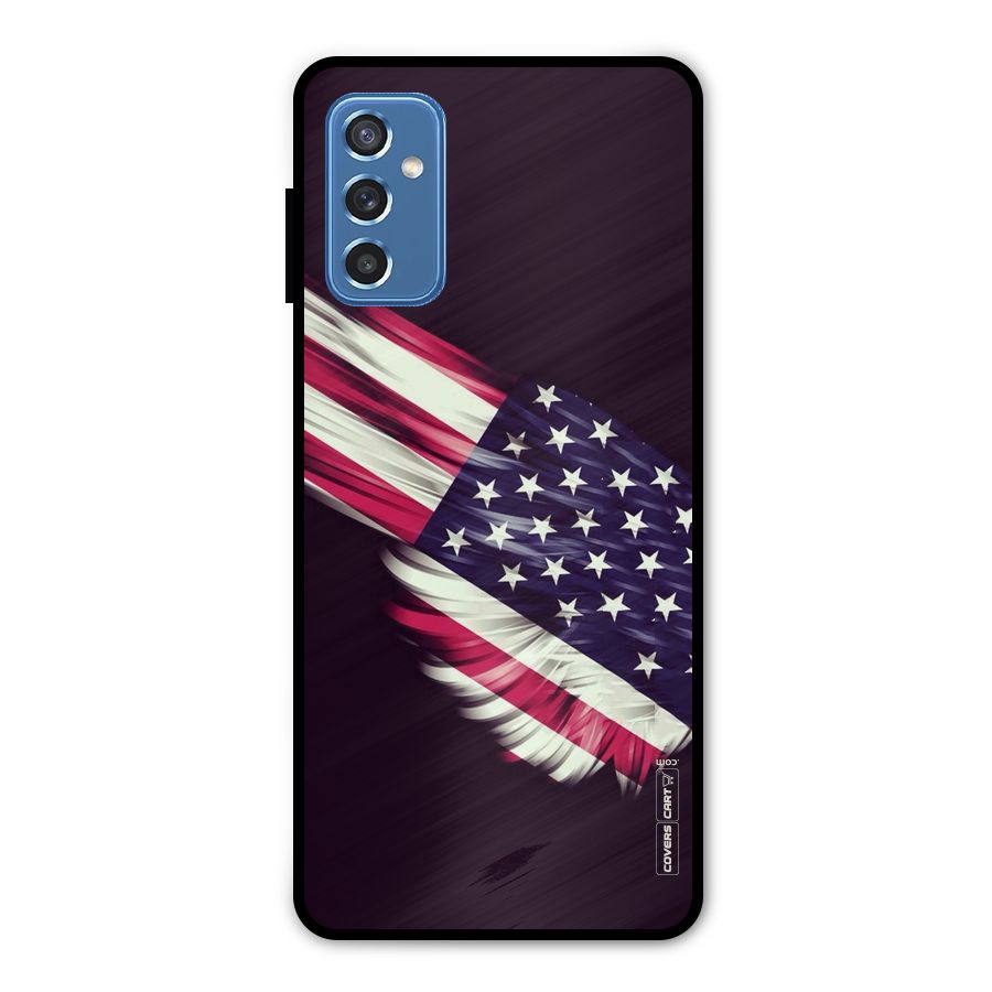 Red And White Stripes Stars Metal Back Case for Galaxy M52 5G
