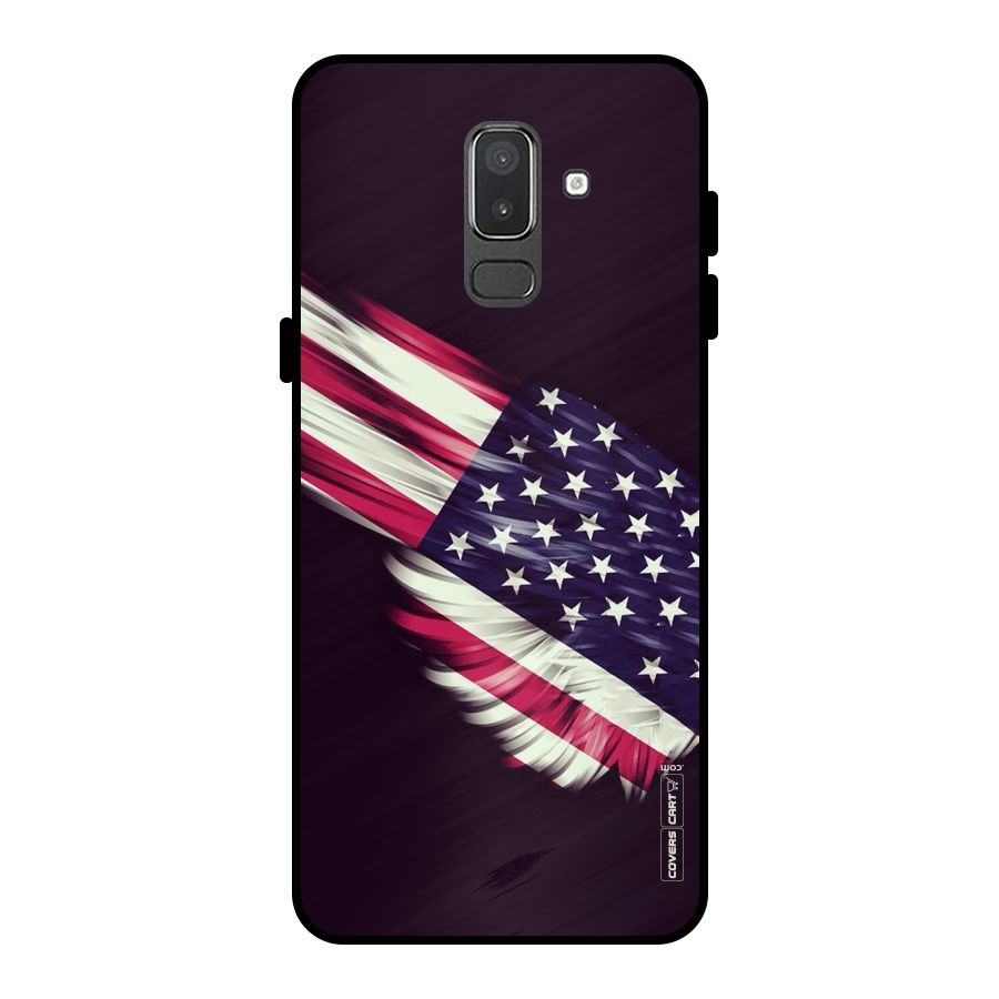 Red And White Stripes Stars Metal Back Case for Galaxy On8 (2018)
