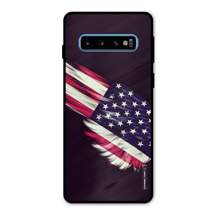 Red And White Stripes Stars Metal Back Case for Galaxy S10