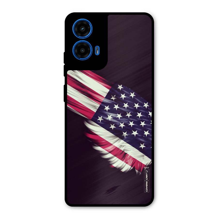 Red And White Stripes Stars Metal Back Case for Moto G45