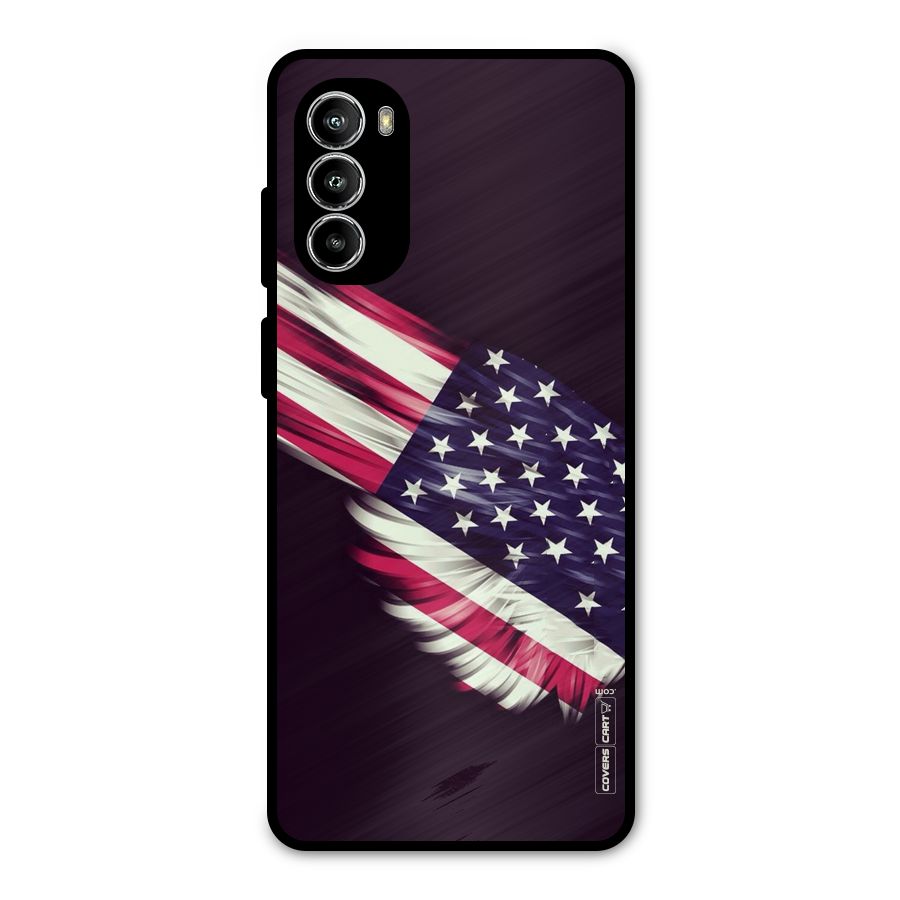Red And White Stripes Stars Metal Back Case for Moto G52