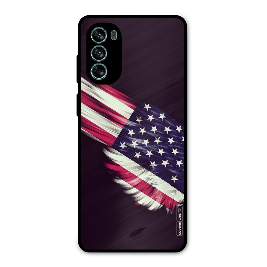 Red And White Stripes Stars Metal Back Case for Moto G62
