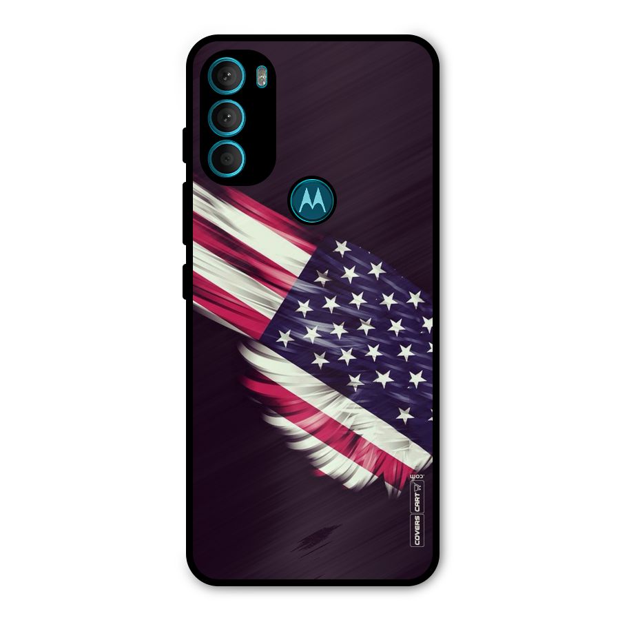 Red And White Stripes Stars Metal Back Case for Moto G71 5G