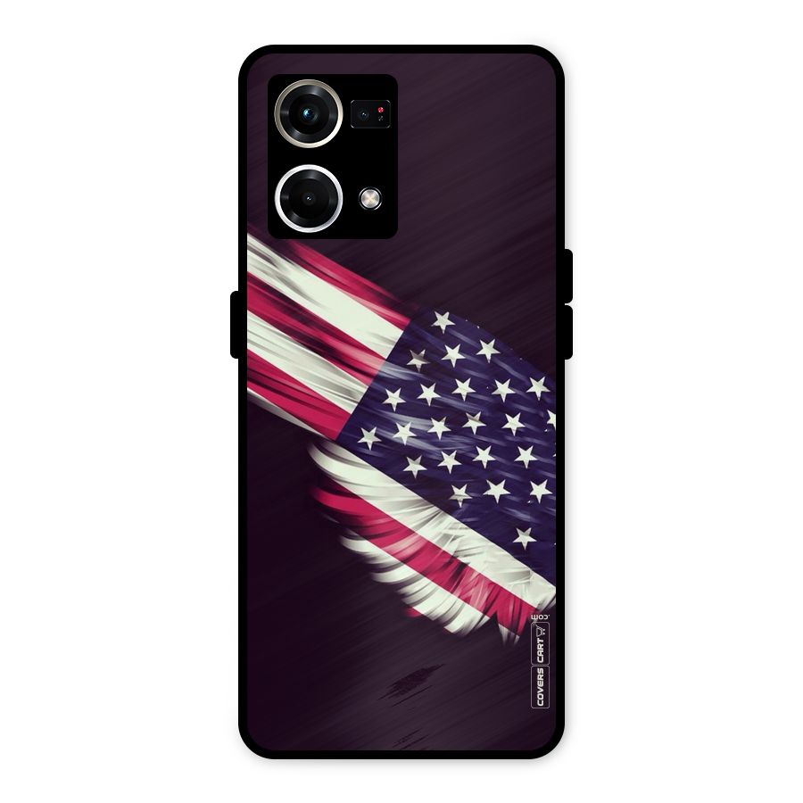Red And White Stripes Stars Metal Back Case for Oppo F21s Pro 4G