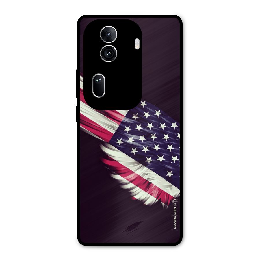 Red And White Stripes Stars Metal Back Case for Oppo Reno11 Pro 5G