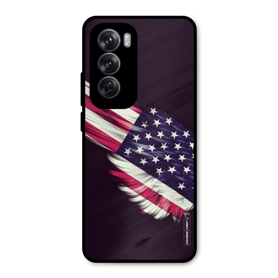 Red And White Stripes Stars Metal Back Case for Oppo Reno12 Pro