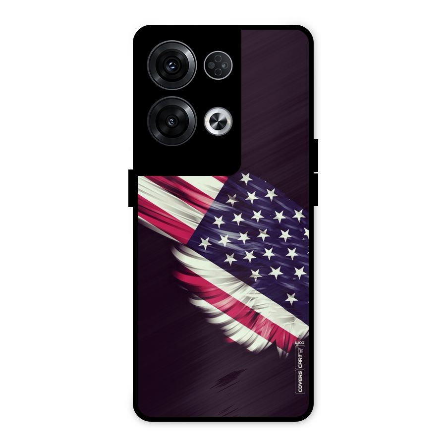Red And White Stripes Stars Metal Back Case for Oppo Reno8 Pro 5G