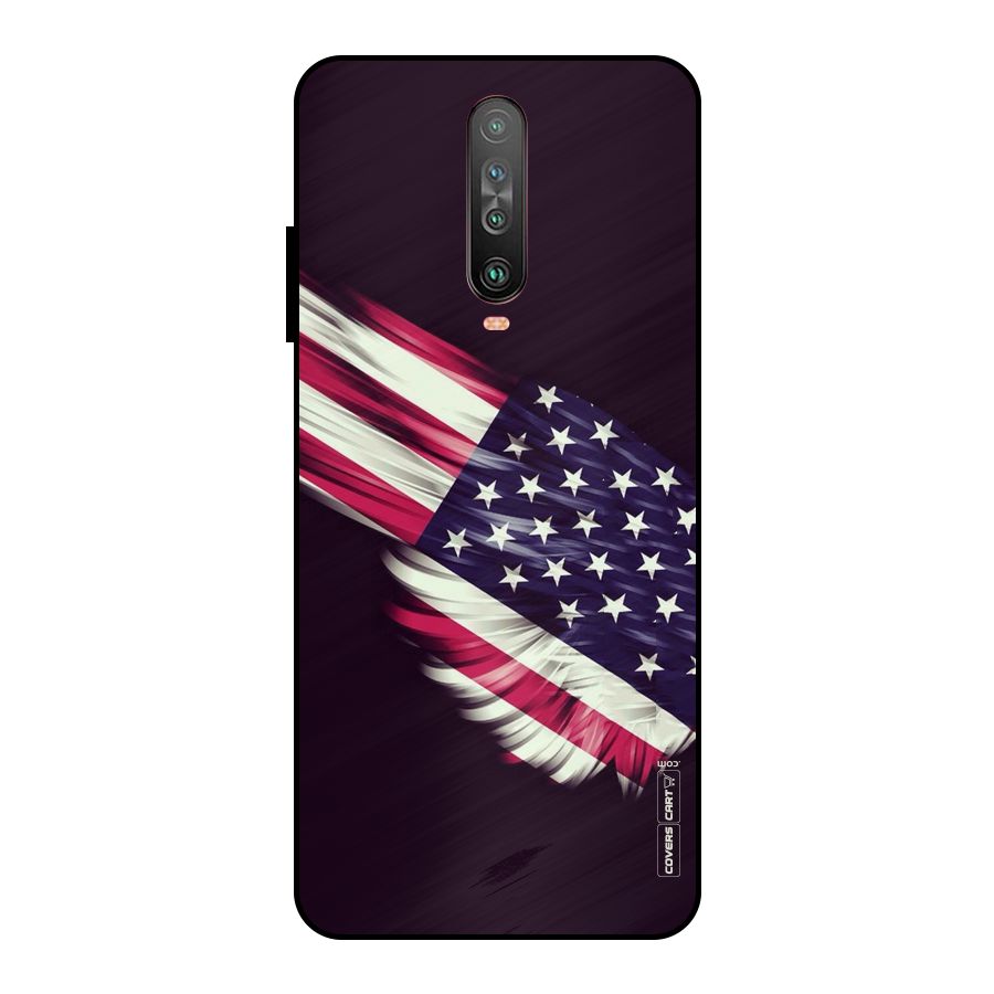 Red And White Stripes Stars Metal Back Case for Poco X2