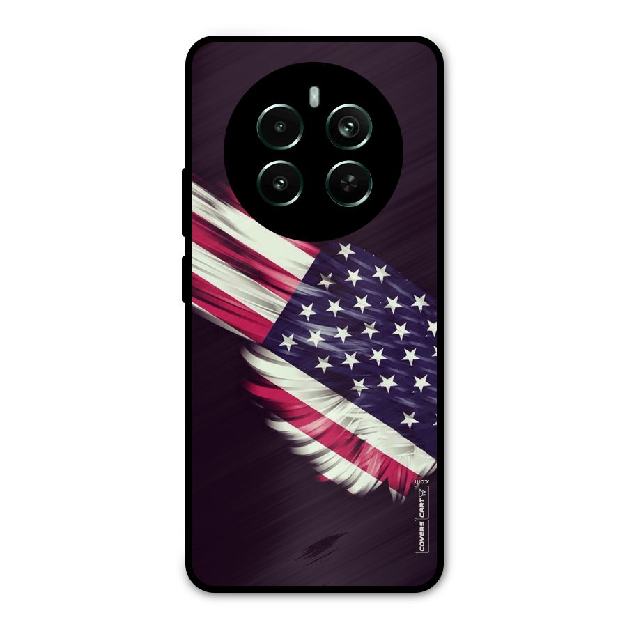 Red And White Stripes Stars Metal Back Case for Realme 12 Pro Plus