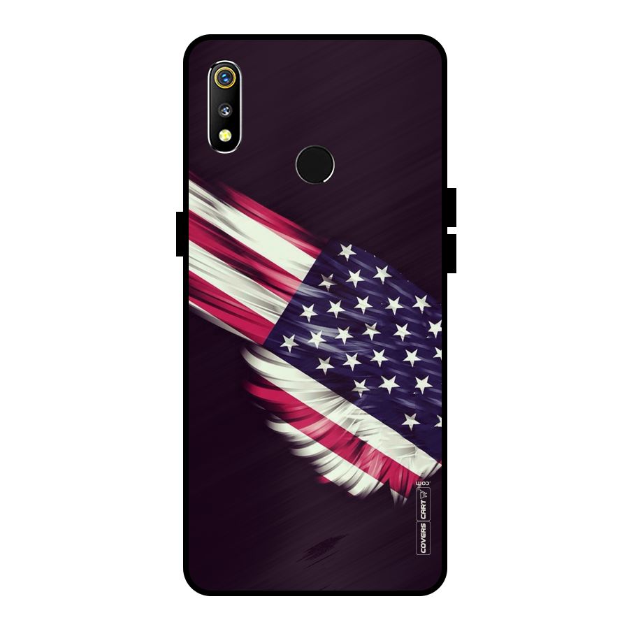 Red And White Stripes Stars Metal Back Case for Realme 3i