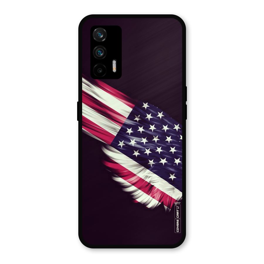 Red And White Stripes Stars Metal Back Case for Realme GT 5G