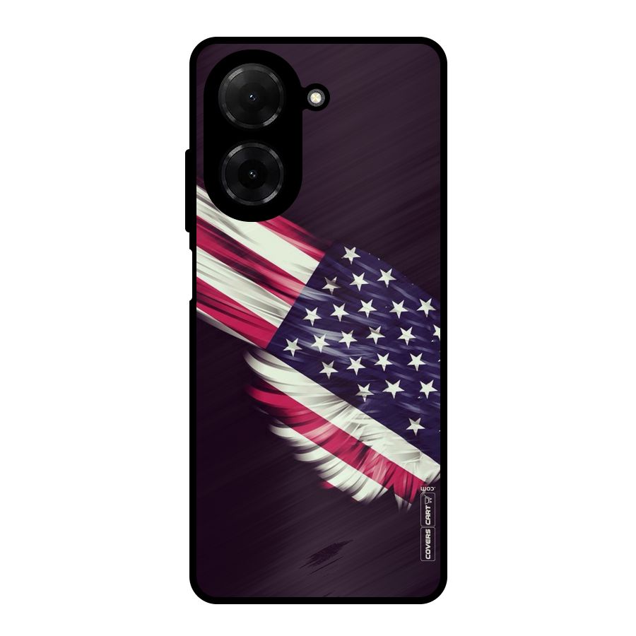 Red And White Stripes Stars Metal Back Case for Redmi A5 4G