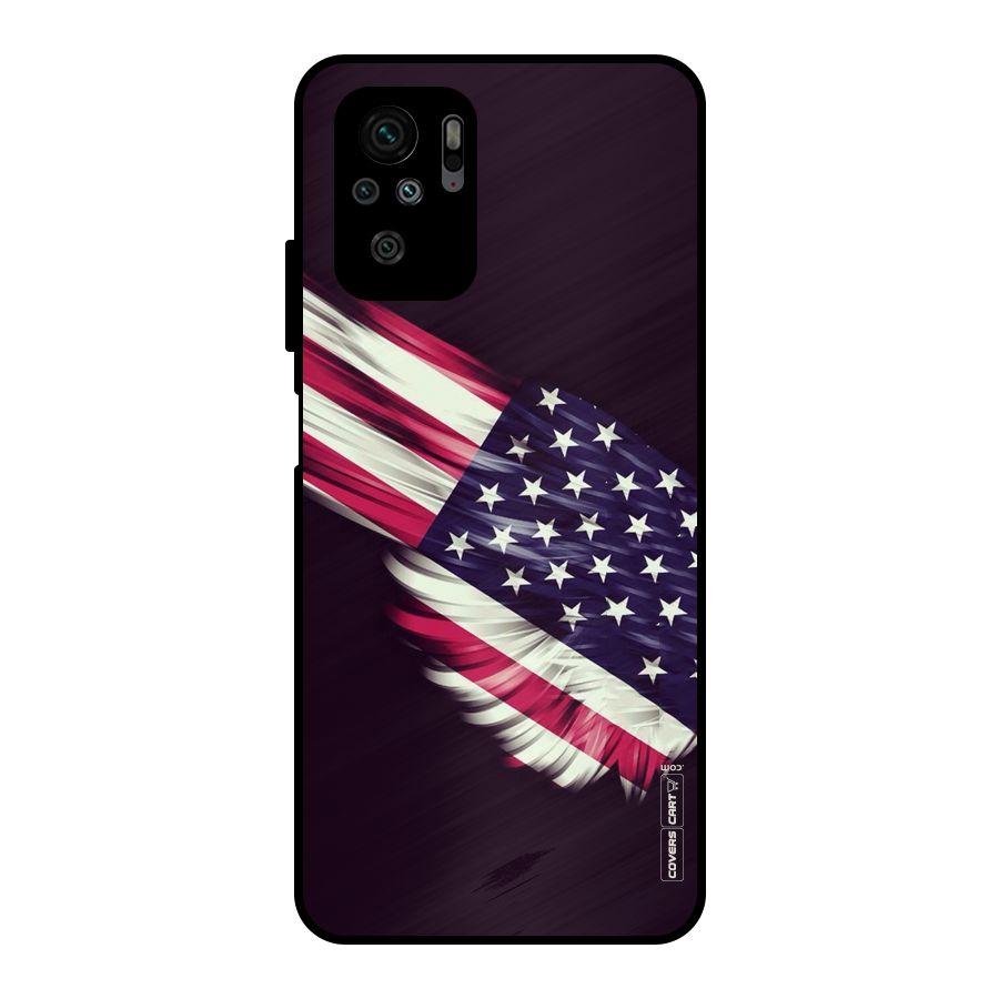 Red And White Stripes Stars Metal Back Case for Redmi Note 10S