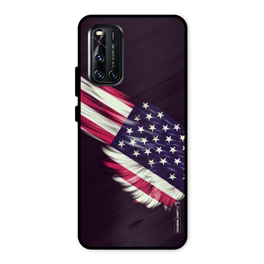 Red And White Stripes Stars Metal Back Case for Vivo V19