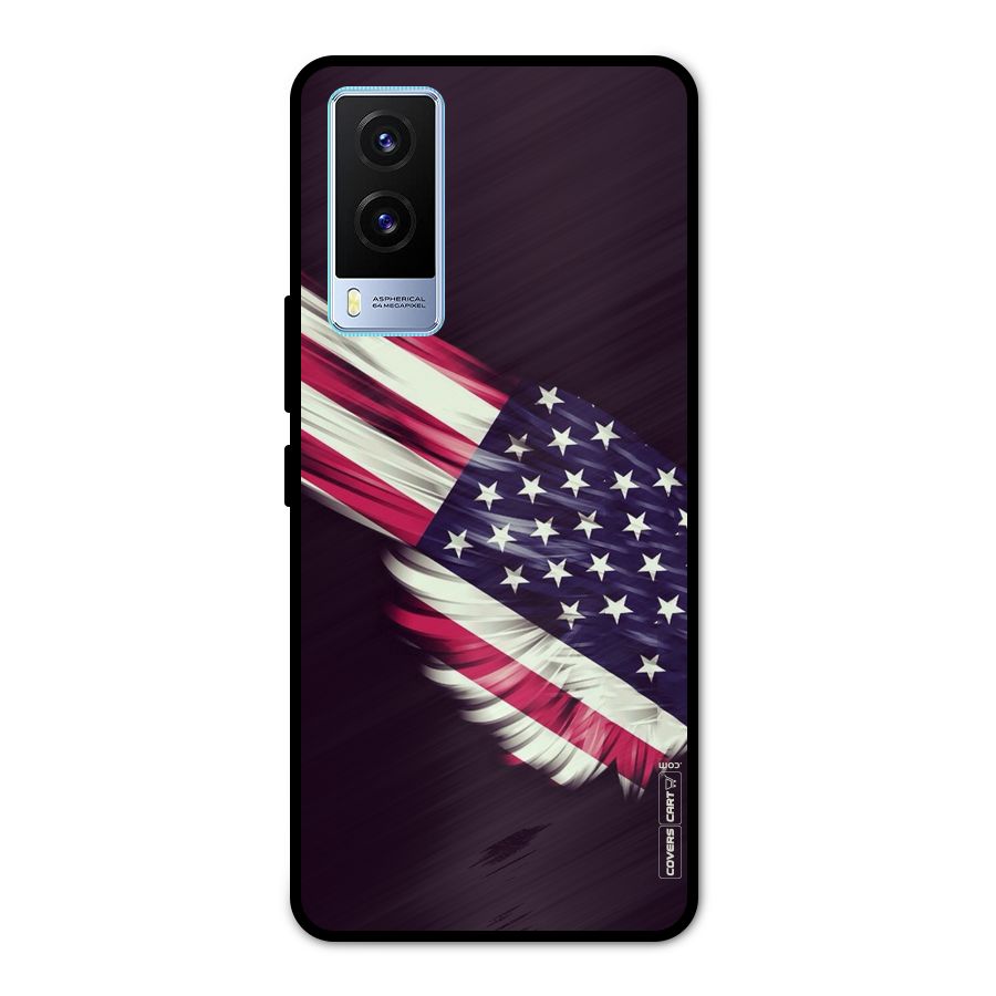 Red And White Stripes Stars Metal Back Case for Vivo V21e 5G