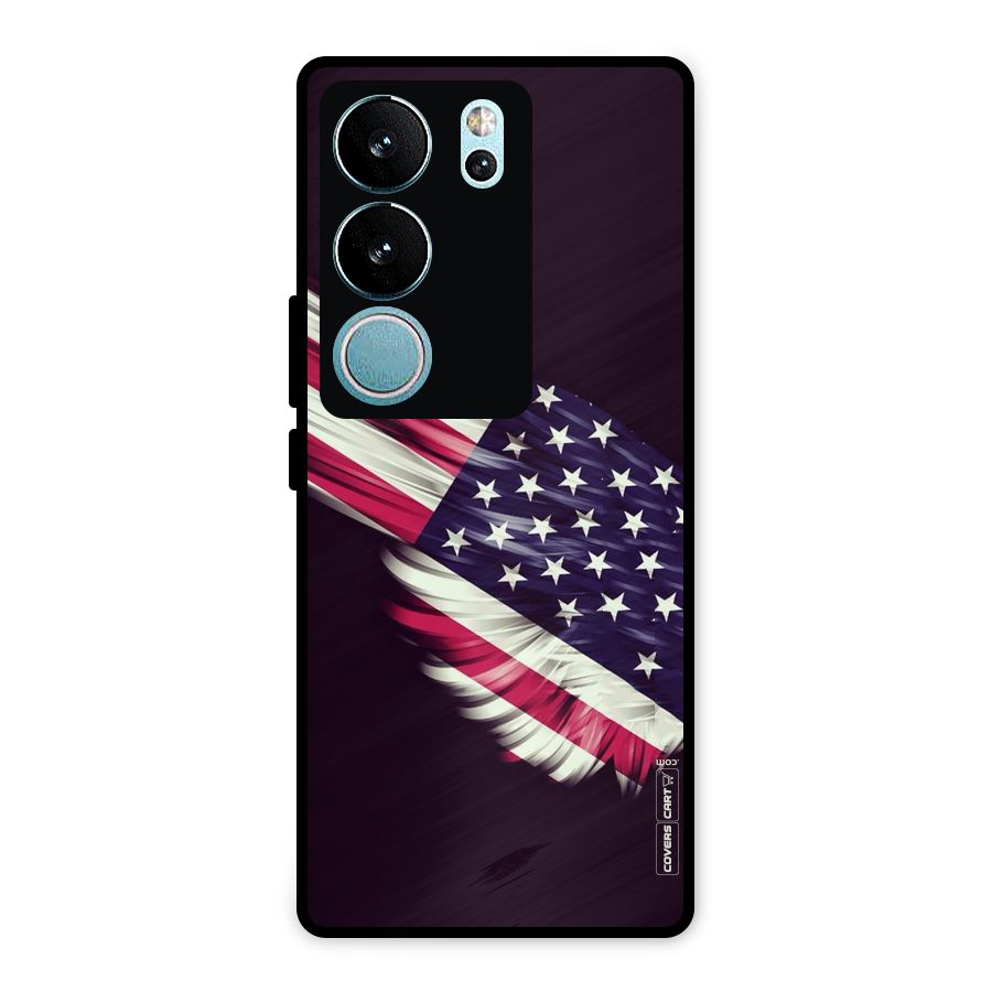 Red And White Stripes Stars Metal Back Case for Vivo V29