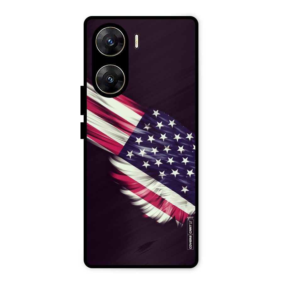 Red And White Stripes Stars Metal Back Case for Vivo V29e