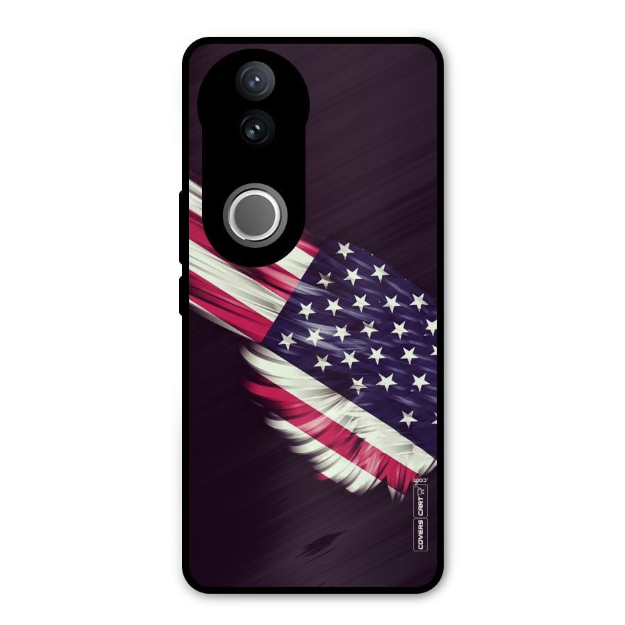 Red And White Stripes Stars Metal Back Case for Vivo V50e