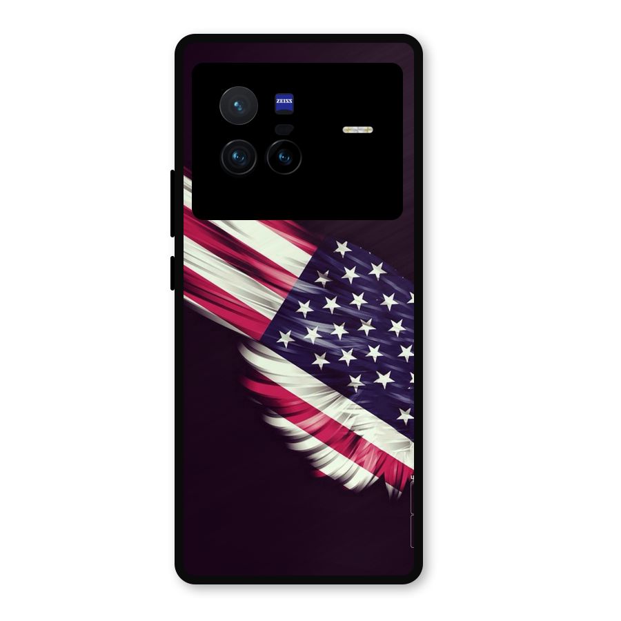 Red And White Stripes Stars Metal Back Case for Vivo X80