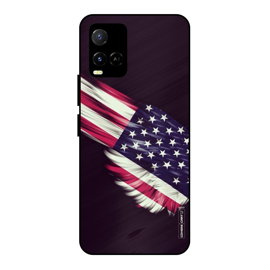 Red And White Stripes Stars Metal Back Case for Vivo Y21