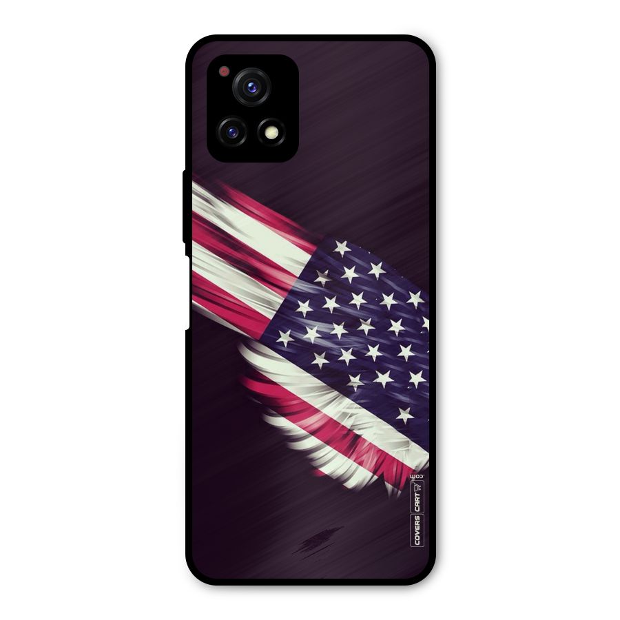 Red And White Stripes Stars Metal Back Case for Vivo Y72 5G