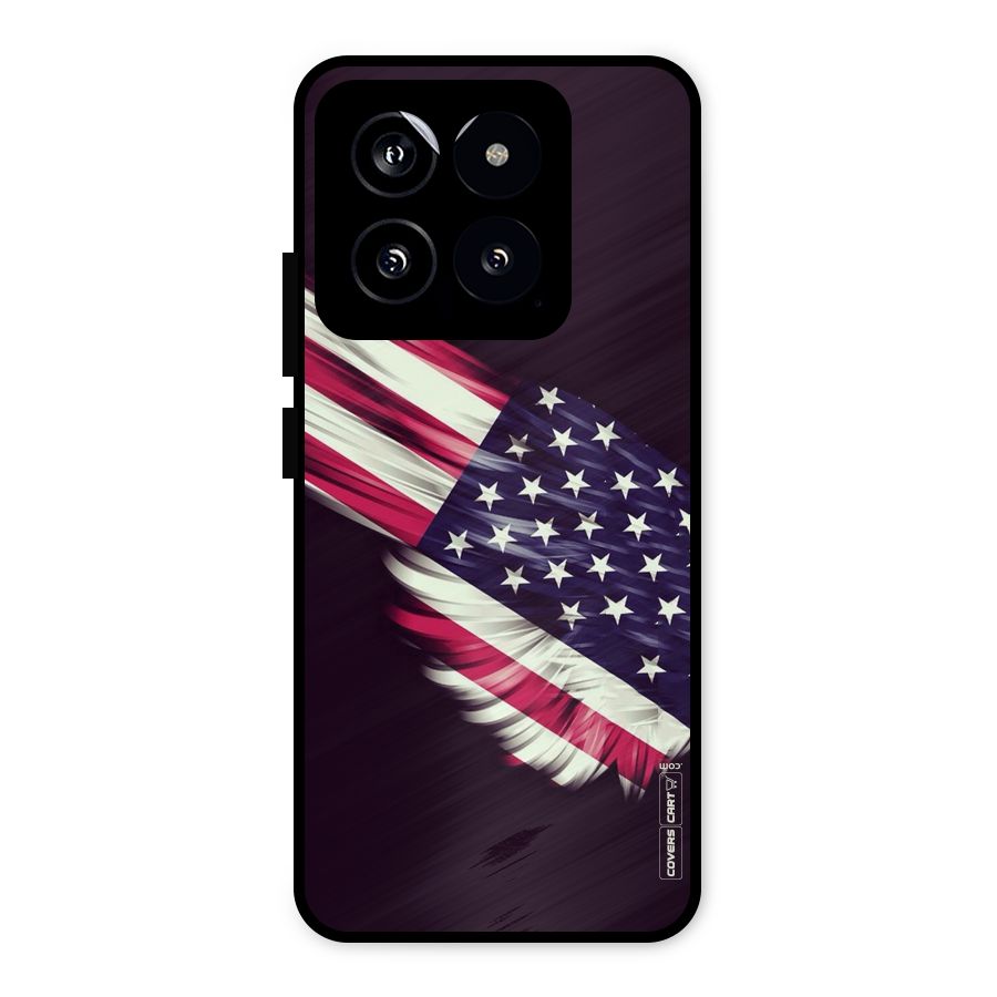 Red And White Stripes Stars Metal Back Case for Xiaomi 14