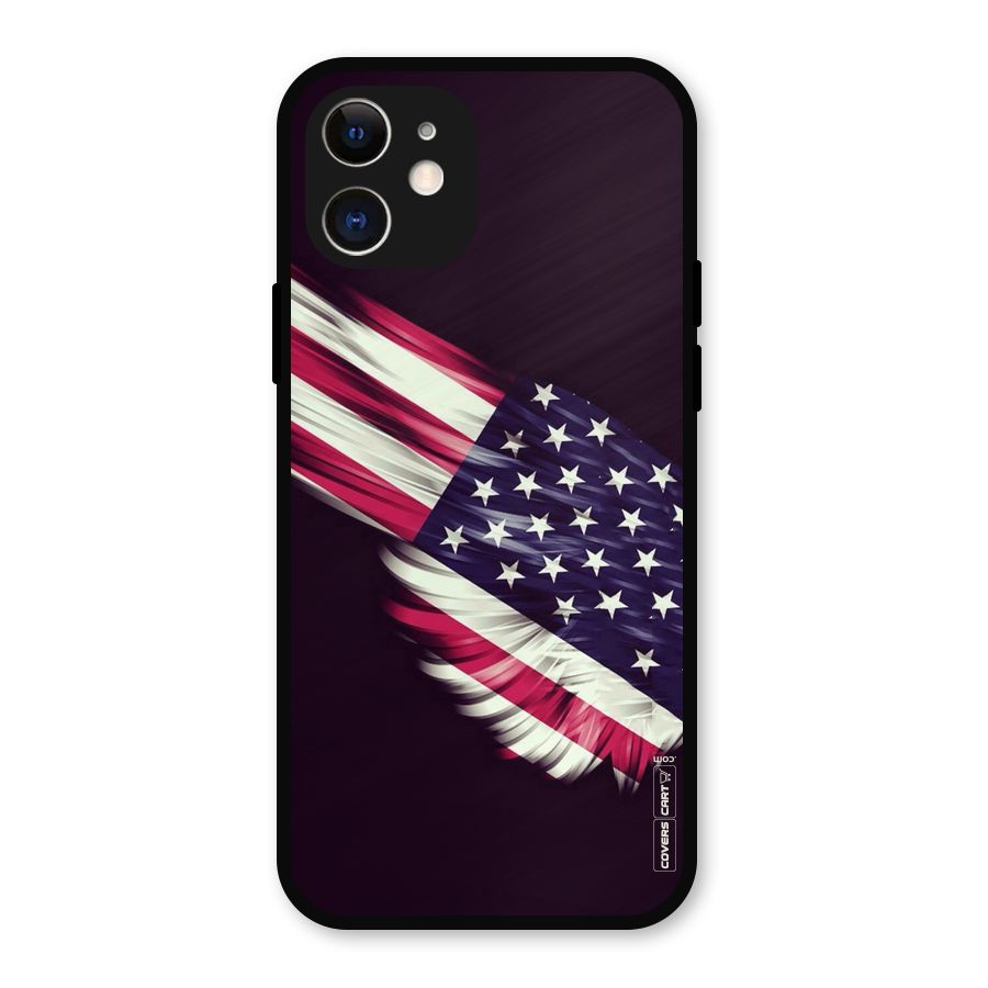 Red And White Stripes Stars Metal Back Case for iPhone 12