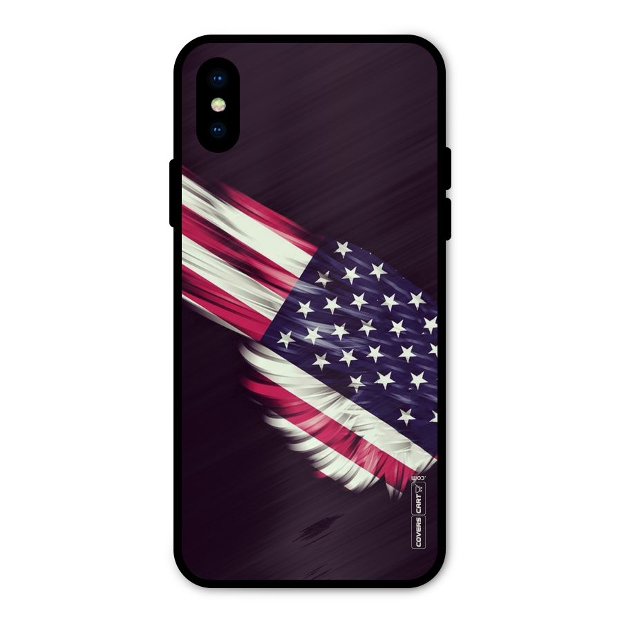 Red And White Stripes Stars Metal Back Case for iPhone X