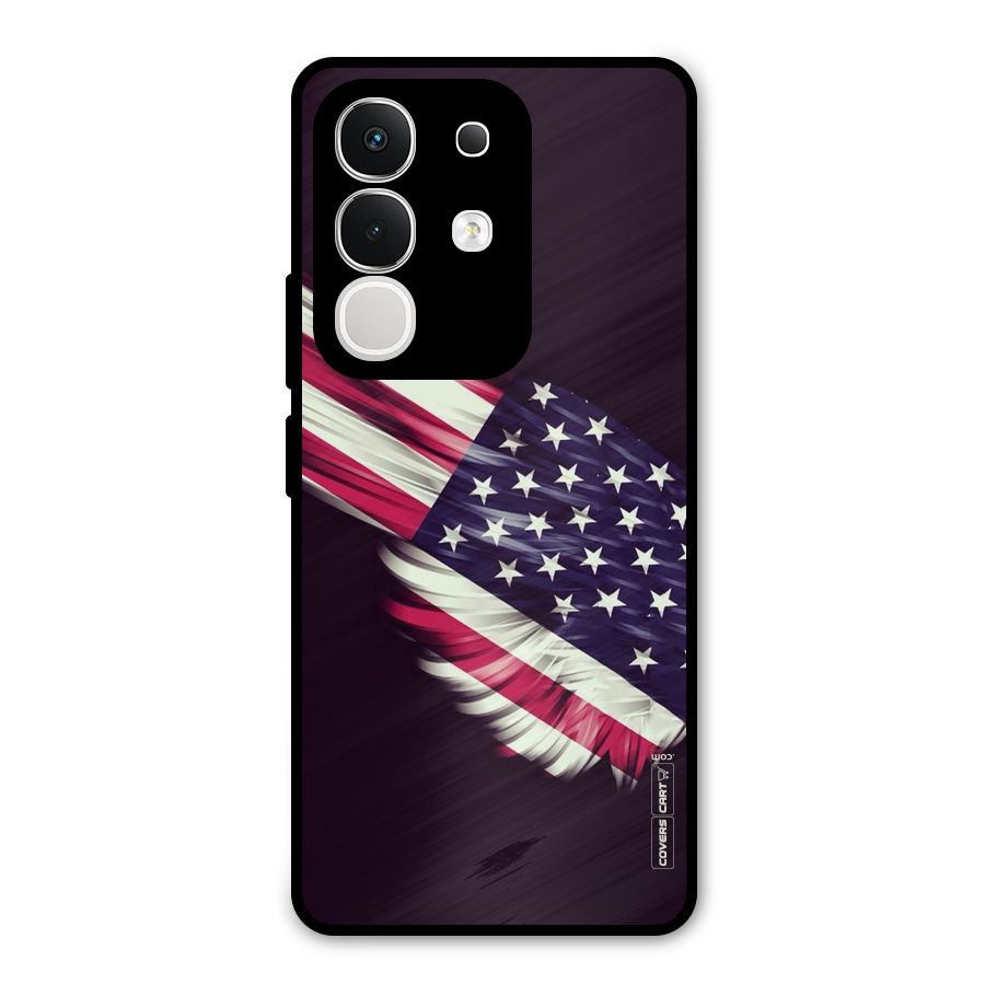 Red And White Stripes Stars Metal Back Case for iQOO Z10x