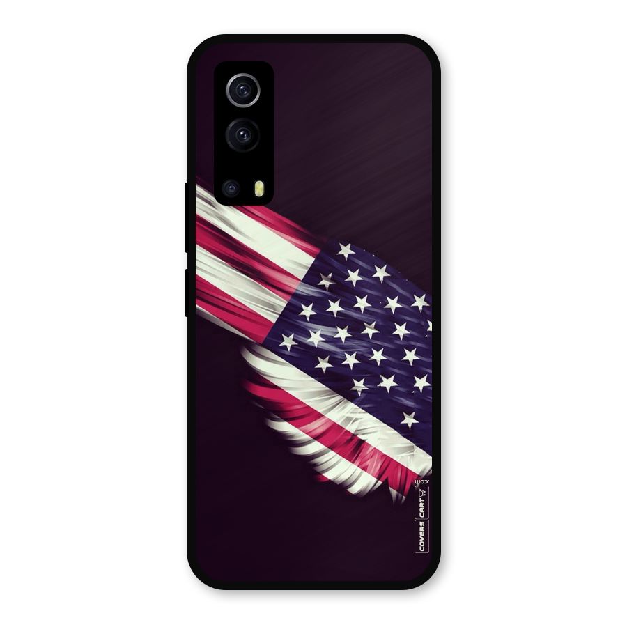 Red And White Stripes Stars Metal Back Case for iQOO Z3
