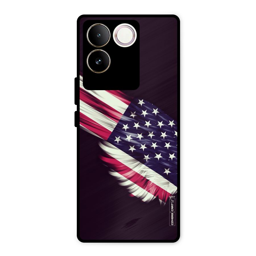 Red And White Stripes Stars Metal Back Case for iQOO Z7 Pro