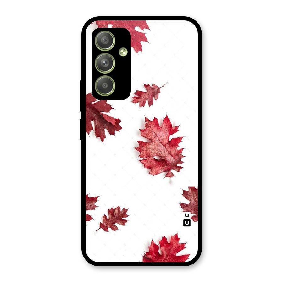 Red Appealing Autumn Leaves Glass Back Case for Galaxy A54