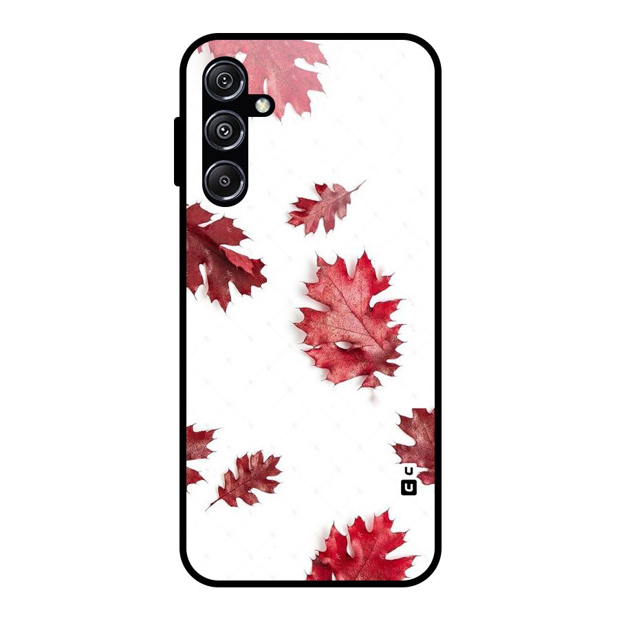 Red Appealing Autumn Leaves Glass Back Case for Galaxy M34 5G