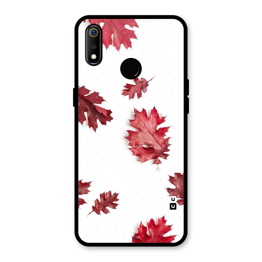 Red Appealing Autumn Leaves Glass Back Case for Realme 3i