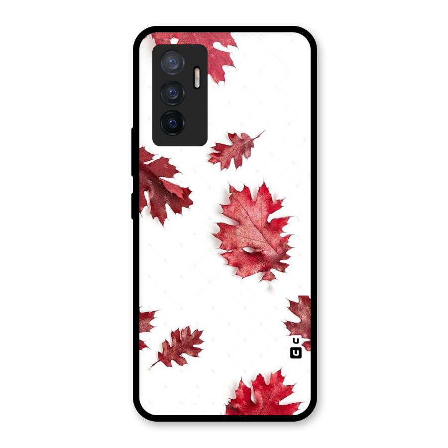 Red Appealing Autumn Leaves Glass Back Case for Vivo V23e
