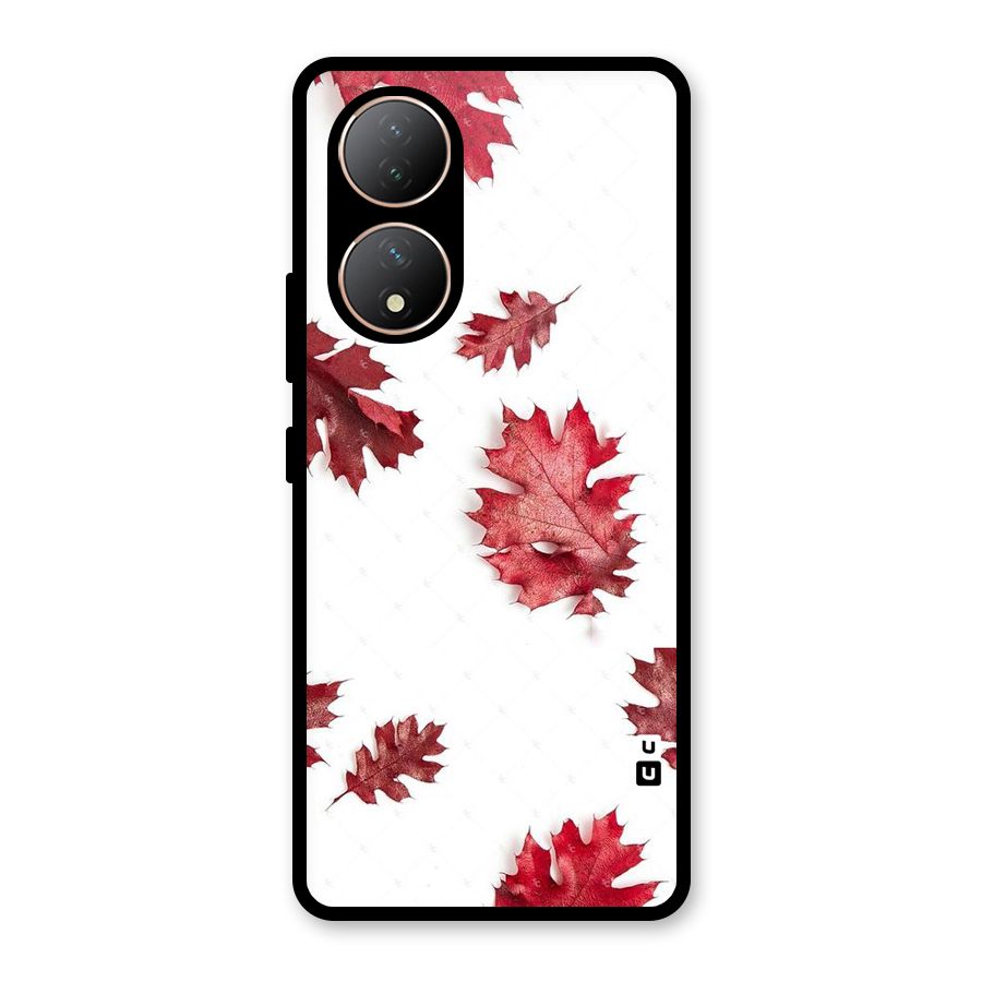 Red Appealing Autumn Leaves Glass Back Case for Vivo Y100A
