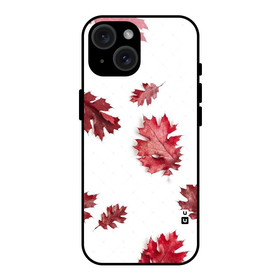 Red Appealing Autumn Leaves Glass Back Case for iPhone 15