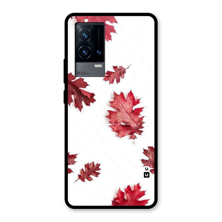 Red Appealing Autumn Leaves Glass Back Case for iQOO 9 5G